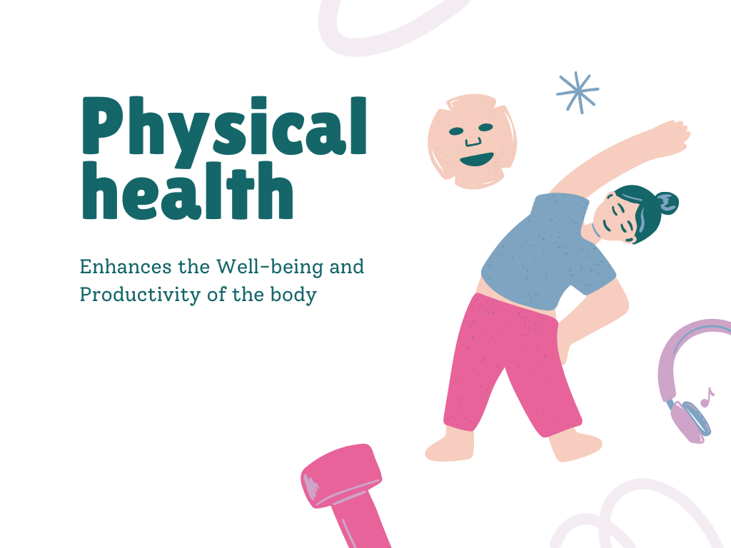 Physical health helps us enhancing the well being and productovity od the body.